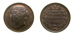 World Coins - Great Britain 1866 1/3 Farthing, Rainbow Toning, KM-750 UNC