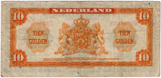 World Coins - Netherlands 1943 10 Gulden P66a VF