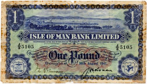 World Coins - Isle of Man 1941 1 Pound P6b VG