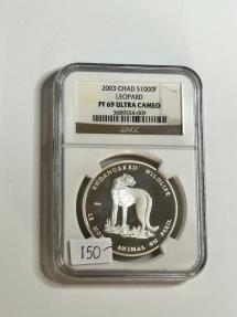 World Coins - 2003 Chad 1000 Francs Leopard Silver Coin PF 69 Ultra Cameo NGC