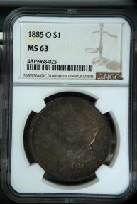 US Coins - 1885 O $1 United States Morgan Dollar MS 63 NGC Graded