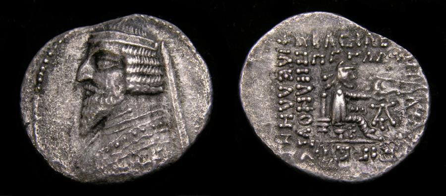 Ancient Coins - KINGS of PARTHIA, Phraates III, Circa 70/69-58/7 B.C. AR Drachm (20 mm, 3.39 g, 11h), Ekbatana mint. Struck circa 62/1-58/7 B.C. VF