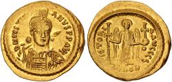 Ancient Coins - Justinian I. 527-565. AV Solidus (21.5mm, 4.42 g, 6h). Constantinople mint, 6th officina. Struck 527-537 EF Ex CNG