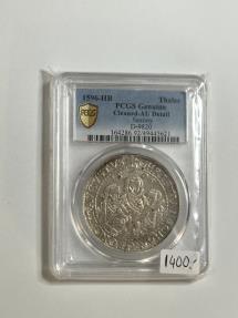 World Coins - 1596-HB Thaler PCGS Genuine Cleaned AU Detail Saxony D-9820 PCGS Graded