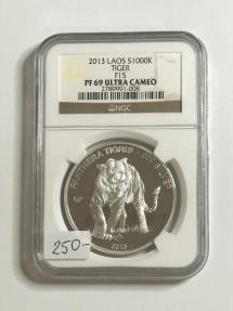 World Coins - 2013 Laos 1000 Kip Panthera Tigris F15 PF 69 Ultra Cameo NGC Graded