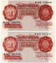World Coins - England 1949-1955 Lot of two 10 Shillings 421544 & 146408 P368c AUNC