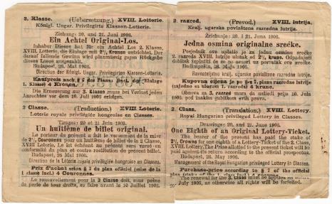 World Coins - Hungary 1906 Lottery Ticket