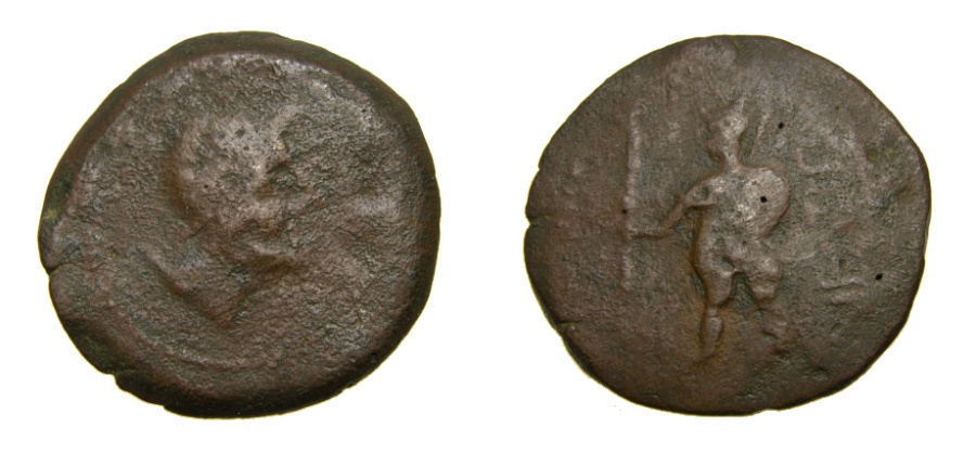 Ancient Coins - SPAIN, Ventipo, Mid 2nd century B.C. Æ As (33 mm, 18.04 gm., 9h) Fine Rare