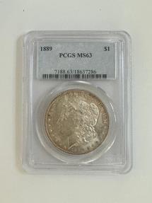 US Coins - 1889 $1 United States Morgan Dollar MS 63 PCGS Graded