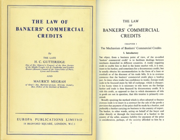 The Law Of Bankers Commercial Credits By H C Gutteridge And Maurice Megrah - 