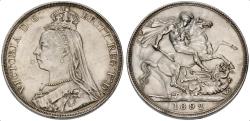 World Coins - Great Britain, Queen Victoria, 1837-1901, Silver Crown. Dated 1892, AU+