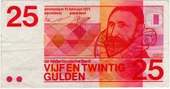 World Coins - Netherland 1971 25 Gulden P92a VF/EF
