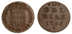 World Coins - Netherlands 1786 Copper Duit, KM#105, AU+
