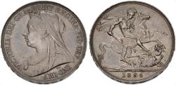 World Coins - Great Britain, Queen Victoria. 1837-1901. Silver Crown. Dated 1895 and LIX AU++