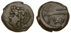 Ancient Coins - Black Sea Area Pantikapaion AE Unit (7.21g, 20mm, 8h) Circa 304-250BC Head of Satyr/Bow Arrow SNG BS 894 VF+