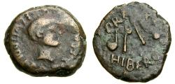 Ancient Coins - SPAIN, Carthago Nova, Tiberius, A.D. 14-37, Æ Semis (19 mm, 5.64 gm., 2h) Good Fine