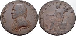 World Coins - Great Britain, TRADE TOKENS, Middlesex. London and Middlesex. Robert Reynolds & Co. Æ Halfpenny Token (30mm, 11.94 g, 5h). Dated 1792 VF Interesting Portrait of William Shakespeare