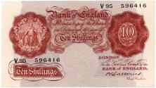 World Coins - England  1949-1955 10 Shillings 596416 P368a UNC