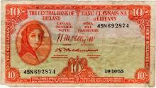 World Coins - Ireland 1955 10 Pounds P59c F/VF