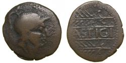 Ancient Coins - SPAIN, Lastigi, Circa 150-100 BC, Æ Half Unit – Semis (25 mm, 5.60 g, 2h) F/VF