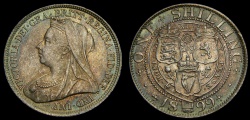 World Coins - Great Britain 1899, Silver Shilling, S-3940A, UNC