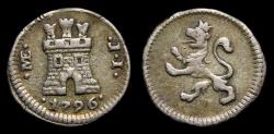 Ancient Coins - Spanish Colonial, Peru 1/4 Real (12 mm, 0.80 g, 12h) 1796L IJ Lima Mint KM# 102.1 Toned EF/AU Very Rare  RRRRR