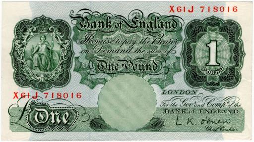 World Coins - England  1949-1955 1 Pound P369c AUNC X61J 718016