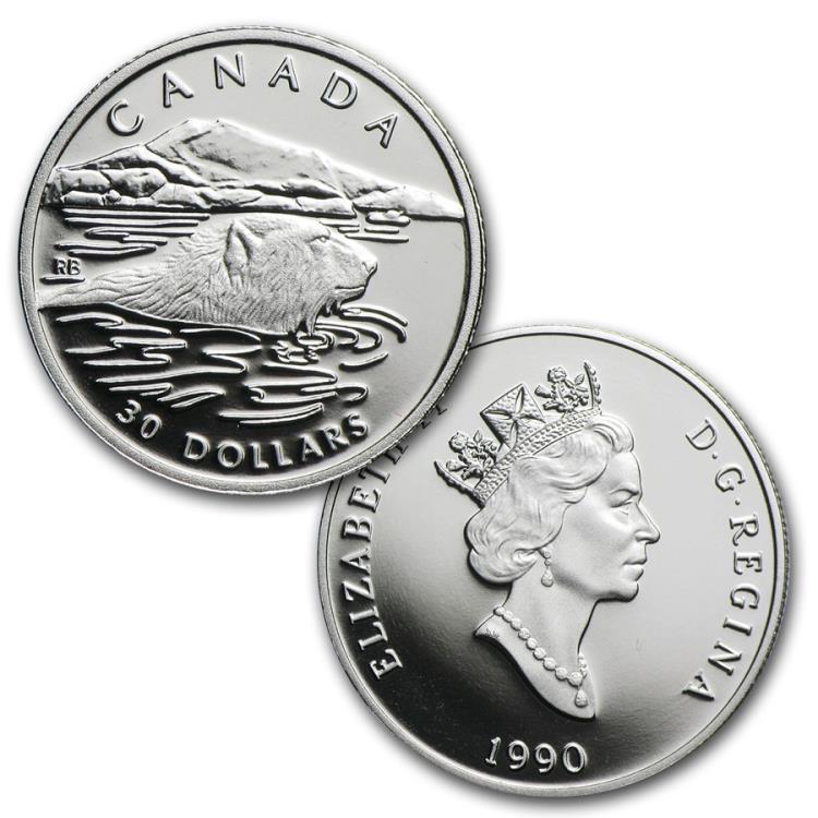 1990 カナダ　銀貨セット Canada 1990 Platinum 4 Coins Set Set Polar Bear With Box and COA