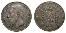 World Coins - Belgium, 50 Centimes 1886 Toned EF Scarce in High Grade