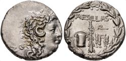 Ancient Coins - MACEDON, Roman Province, Aesillas, Quaestor, circa 95-70 BC. AR Tetradrachm (28mm, 15.88 g, 1h). Uncertain mint. Good VF