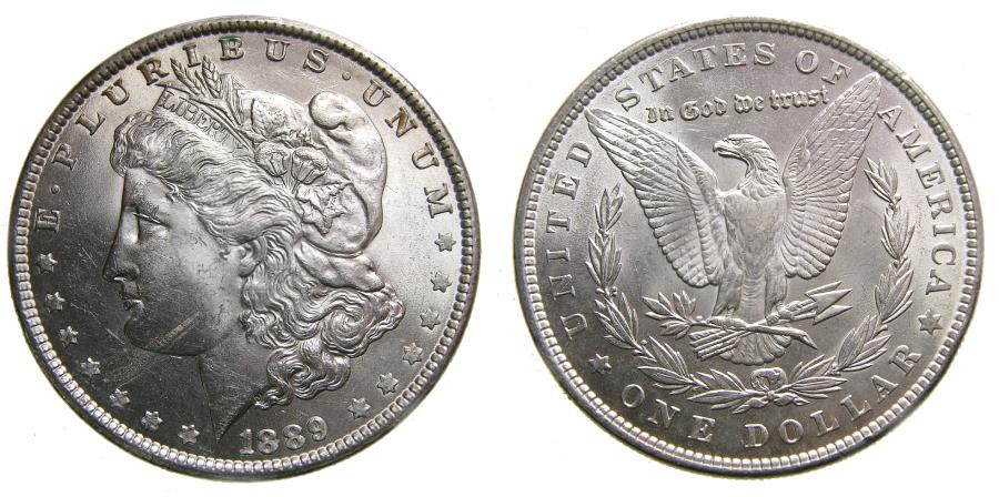 US Coins - United States Moragan Silver Dollar 1889 Choice UNC