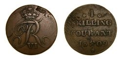 World Coins - Norway 1809, 4 Skilling, KM-275.1, Good VF+