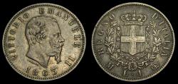 Ancient Coins - Italy 1863M BN Lira Rare in High Grade KM# 5A.1 EF 6288