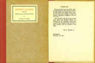 Ancient Coins - Andrew Jackson and the Bank of the United States; an Interesting Bit of History Concerning "Old Hickory" by Stan V. Henkels #200 of 310 Limited Edition