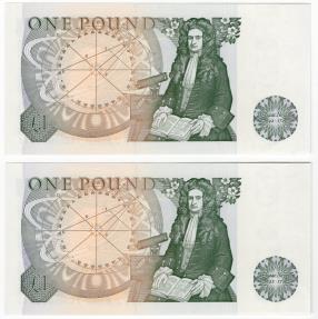 World Coins - England 1980 Lot of two 1 Pound P377a UNC