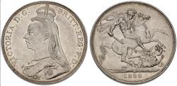 Ancient Coins - Great Britain, Queen Victoria, 1837-1901, Silver Crown. Dated 1888, Narrow Date EF+