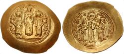Ancient Coins - Romanus IV Diogenes, with Eudocia, Michael VII, Constantius, and Andronicus. 1068-1071. AV Histamenon Nomisma (28mm, 4.40 g, 6h). Constantinople mint. EF