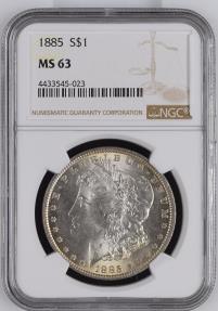 US Coins - 1885 O $1 United States Morgan Dollar MS 63 NGC Graded