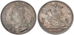 World Coins - Great Britain, Queen Victoria, 1837-1901, Silver Crown. Dated 1887, Toned UNC