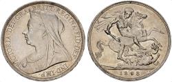 World Coins - Great Britain, Queen Victoria. 1837-1901. AR Crown. Dated 1898 and LXI AU