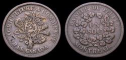 Ancient Coins - Tokens of Lower Canada 1837 Banque du People Montreal Un Sou Agriculture & Commerce Bas Canada Belleville Issue LC-5A1 BR-715 VF. Open Wreath, large bow, reeded.