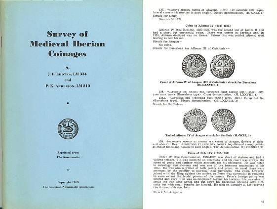 Anderson Softcover Survey of Medieval Iberian Coinages by John Lhotka & P.K 