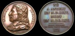 Ancient Coins - France 1817 Nicolas Poussin Bronze Medal by Dubois from the Series Galerie Metallique Des Grands Hommes Francais EF+