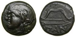Ancient Coins - Cimmerian Bosporos Pantikapaion Circa 304-250BC Æ Unit (18 mm, 5.95g, 12h) Good VF+ Satyr