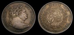World Coins - Great Britain 1817 Half Crown Bull Head Portrait Choice Original Toning S-3788 AU+