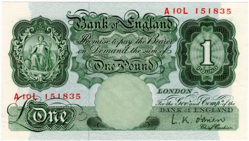 World Coins - England  1949-1955 1 Pound P369c UNC A10L 151835