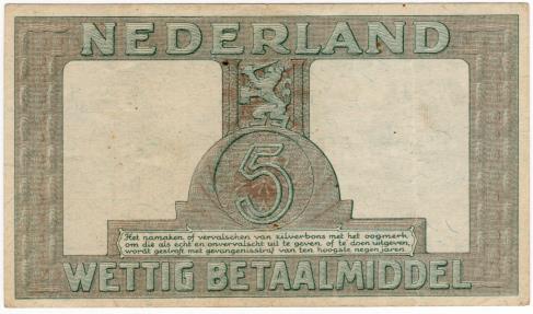 World Coins - Netherlands 1944 5 Gulden P63 VF+