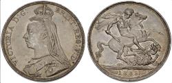 World Coins - Great Britain, Queen Victoria, 1837-1901, Silver Crown. Dated 1889, Lightly toned EF+
