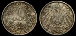 World Coins - Germany 1903-D Mark .900 Silver 1606 oz KM#14 UNC