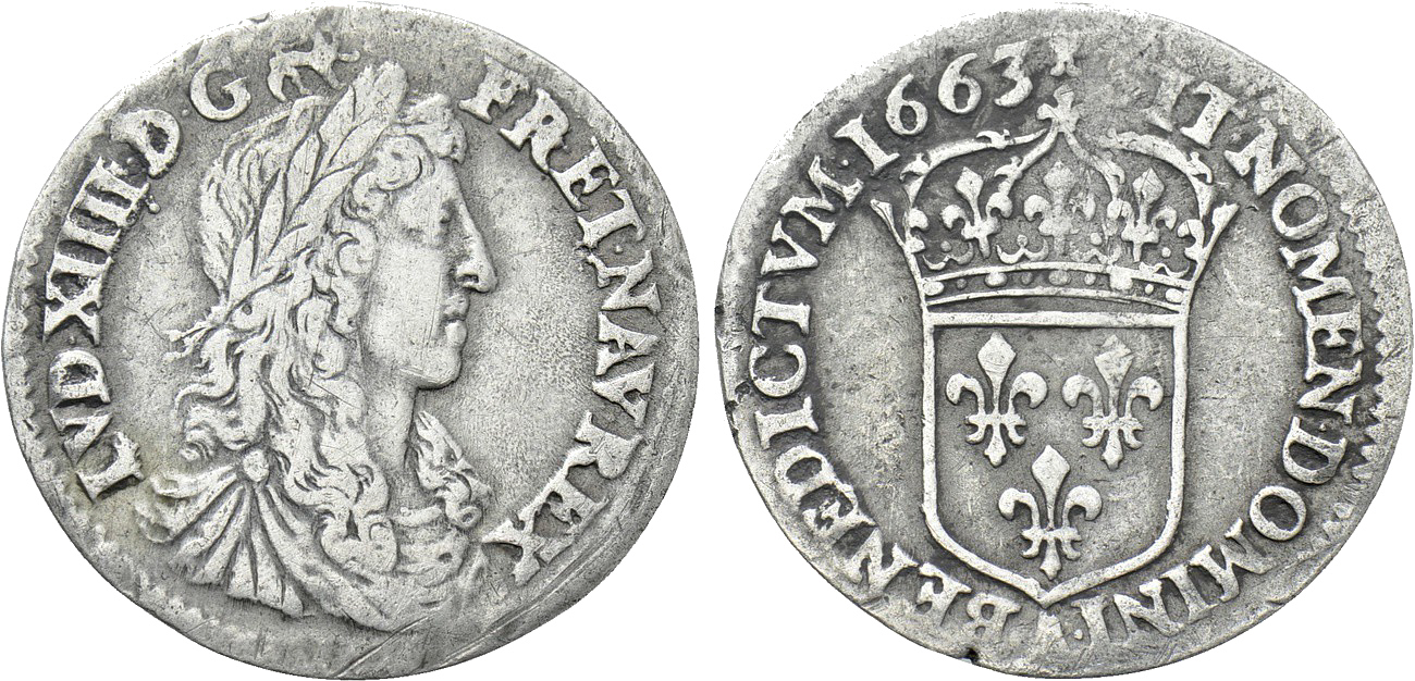 FRANCE, Louis XIV (1643-1715), AR 1/12 Ecu (20 mm, 2.25 g, 6h